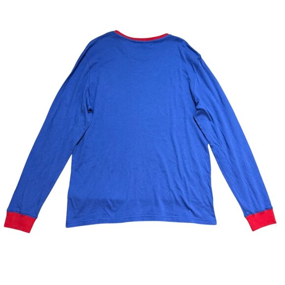 Junk Food Retro Tshirt Long Sleeve Size L Vintage 70s Style Red White Blue Cuff - Picture 2 of 10